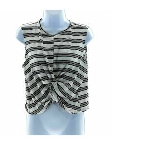 Adara Black White Striped Crop Top Juniors XL Stretch Casual Top USA
